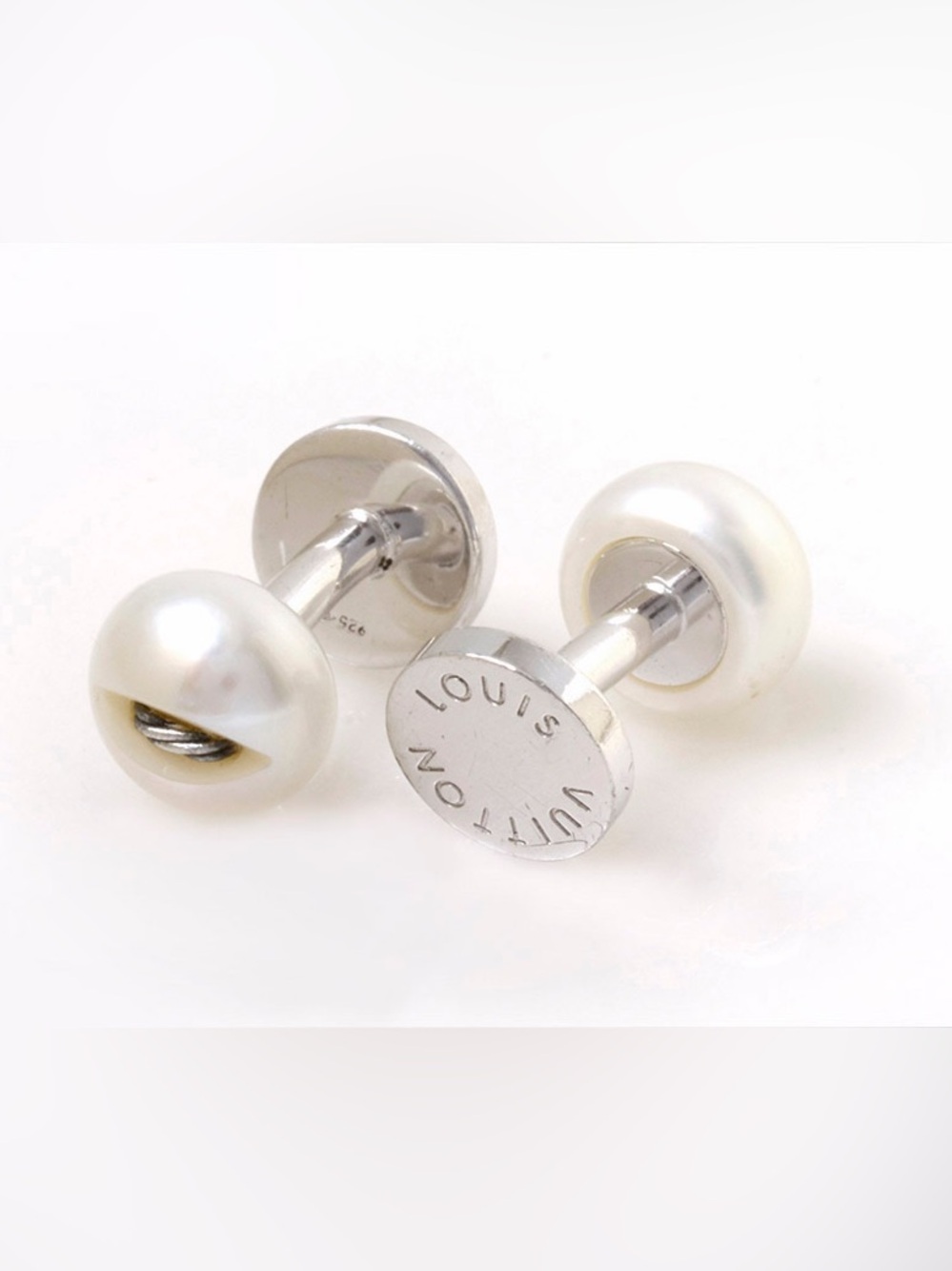 Louis Vuitton Classic Pearl Button Stud Cufflinks - 925 Silver